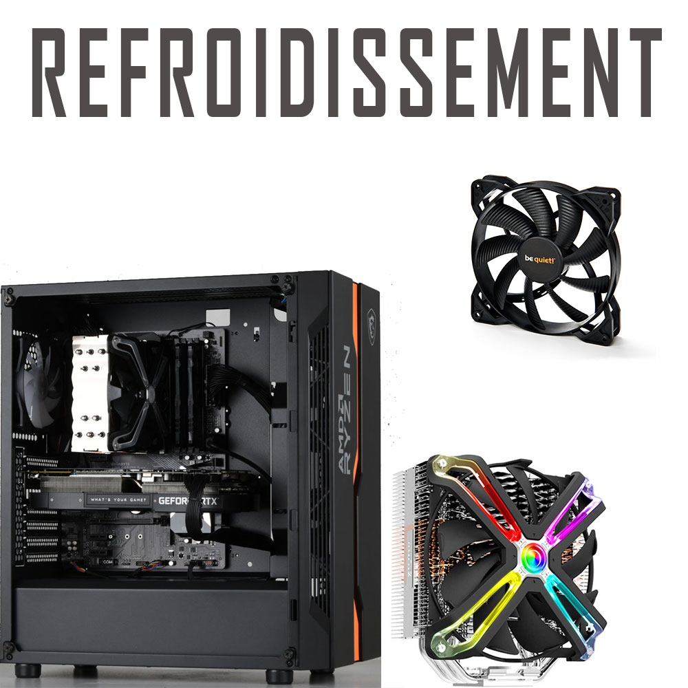 ensemble de ventilateur et ordinateur pc